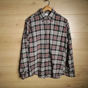 Brooks Brothers Flannel Shirt Mens Medium Gray Black Red‎ Plaid Regent Fit